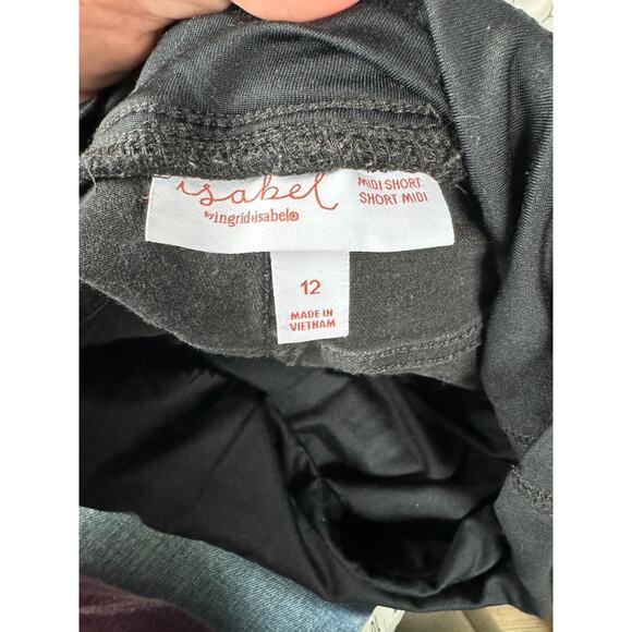 Isabel Maternity Midi Short‎ Size 12 Black Full Panel 4" Inseam - Picture 8 of 8